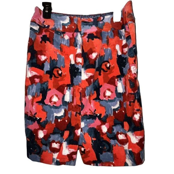 ANTHROPOLOGIE Skirt Sz 4 Vanessa Virginia Painterly Corduroy Pencil Abstract Art - Picture 2 of 12